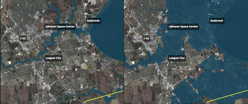 Predicted Before and After Flood Map, 500 Year Flood Event