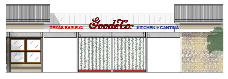 Rendering of Goode Co. Barbecue Kitchen and Cantina, 8865 Six Pines Dr., Shenandoah, 77380
