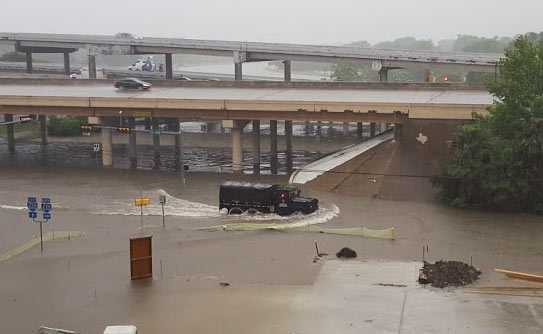 Flooding around The Halstead 4620 N Braeswood Blvd., Meyerland, Houston, 77096