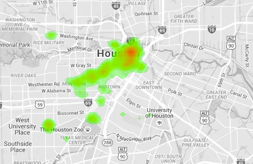 City of Houston parking ticket map by Jordan Poles
