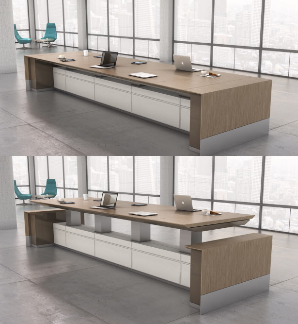 Design for convertible sitting  and standing conference table from MaRS