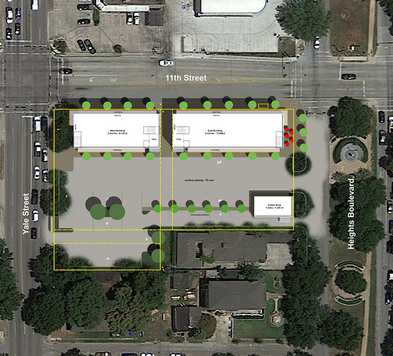 Revised Plans for Heights Central Station, Heights Blvd. at 11th St., Houston Heights