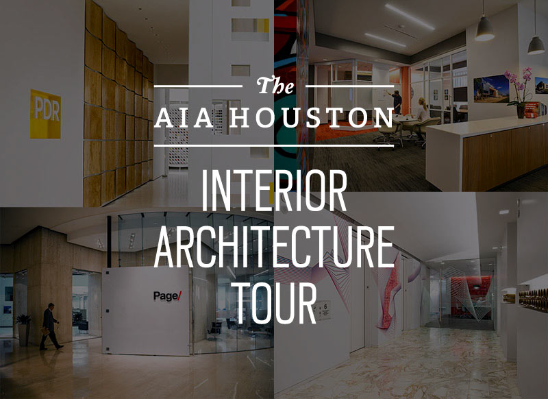 AIA Houston Interior Architecture Tour Poster, with Offices of PDR, DLR Group, Page, and Gensler, Downtown Houston