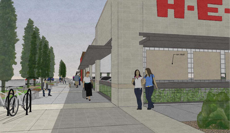 Proposed Heights H-E-B with 10 ft. building setback