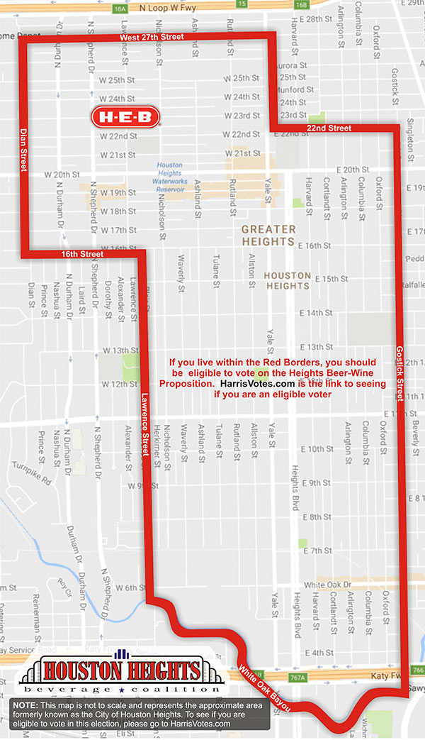 Map Showing Dry Area of Houston Heights