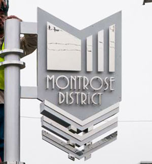 Montrose Management District marker, W. Dallas at Montrose