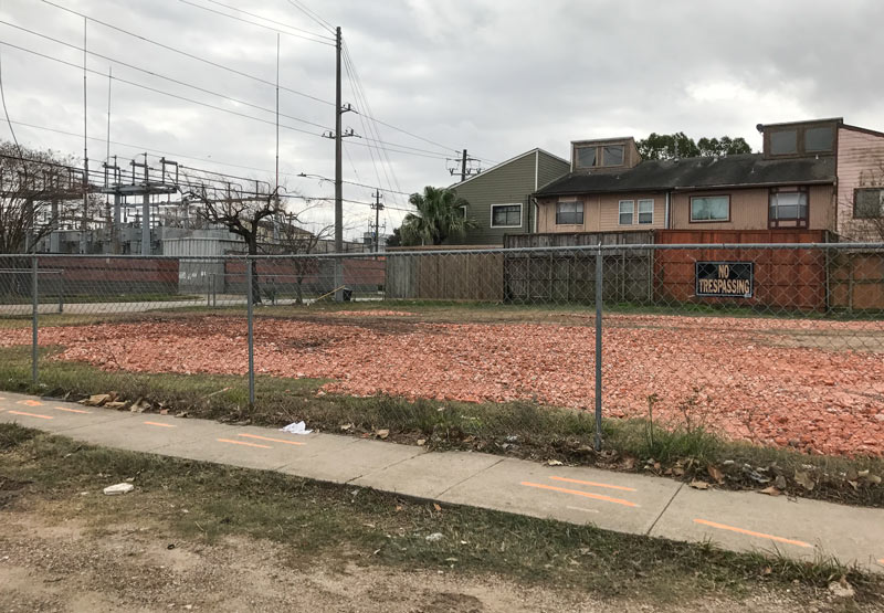 Meteor Lounge brick reuse, Fairview at Genesee streets, East Montrose, Houston, 77006