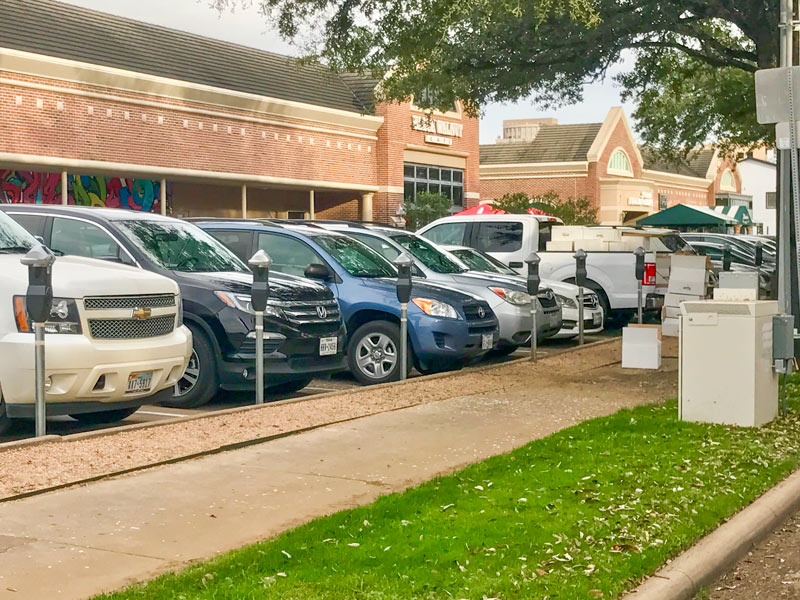 Rice Village parking meters, Morningside Dr. at University Blvd., Rice Village, Houston, 77005