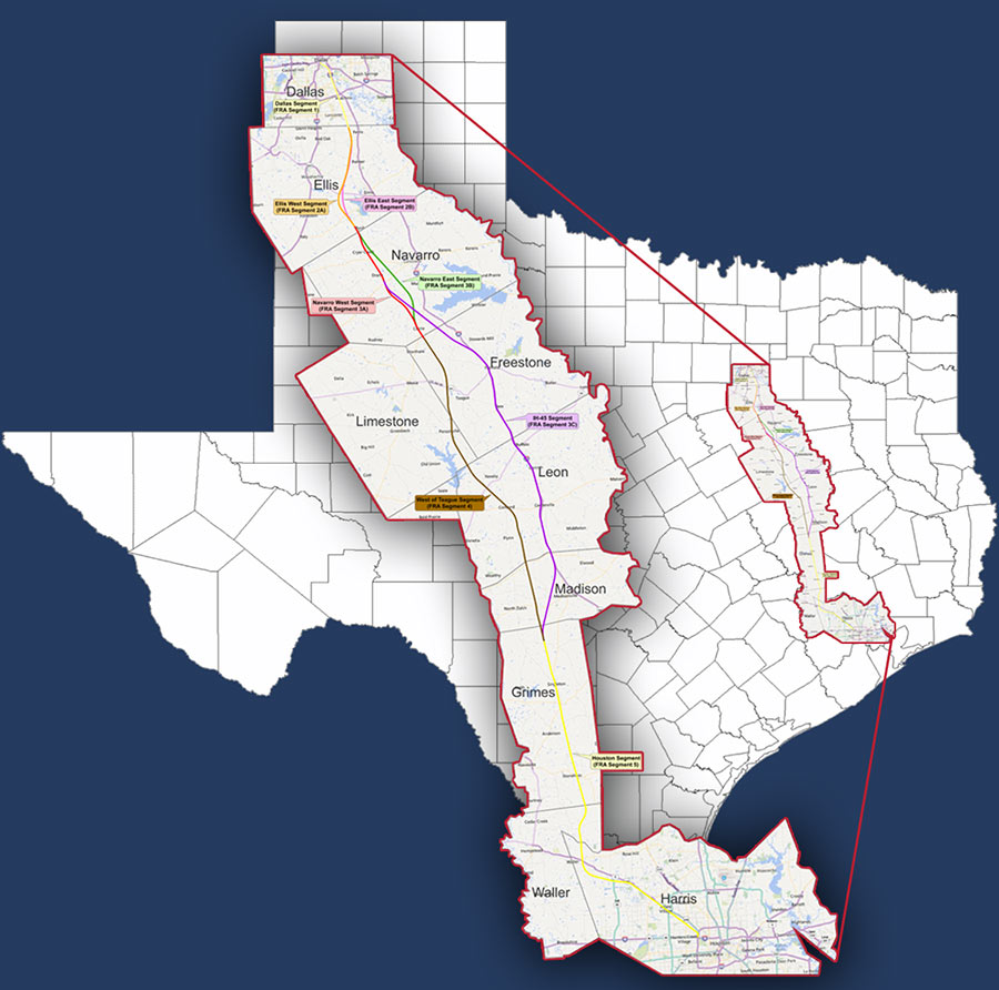 Map of Proposed Route of Proposed Texas Central Railway