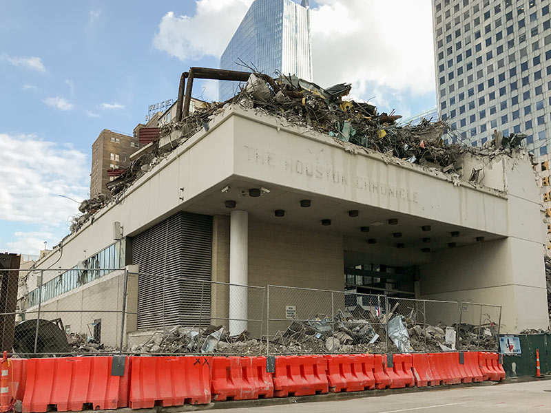 Demolition of Houston Chronicle Building 801 Texas Ave., Downtown Houston