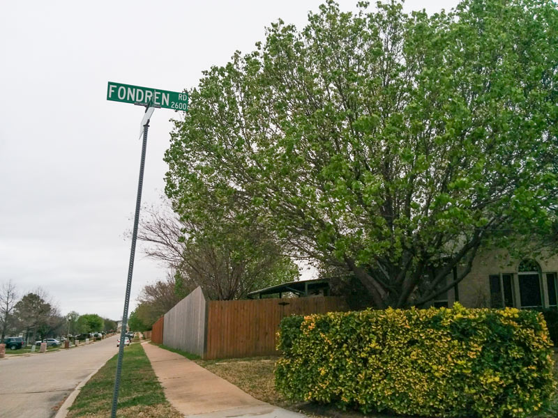 Summit Oaks neighborhood with Houston street names, Denton, TX, 76210