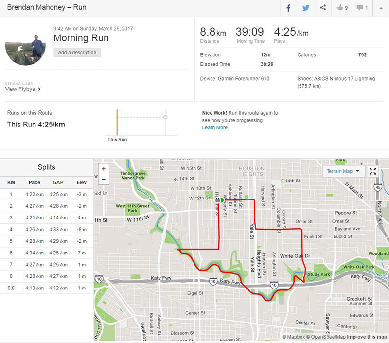 Houston Heights Run Resembling the Shape of Texas