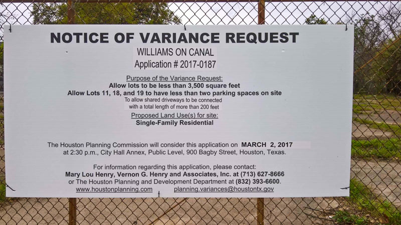 Variance Request for townhomes at Commerce and Saint Charles, Second Ward, Houston, 77003
