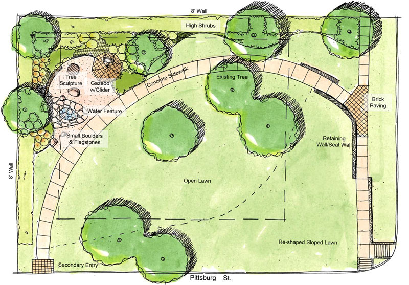 Design Options for Jennie Elizabeth Hughes Park, 6446 Sewanee St., West University, TX, 77005
