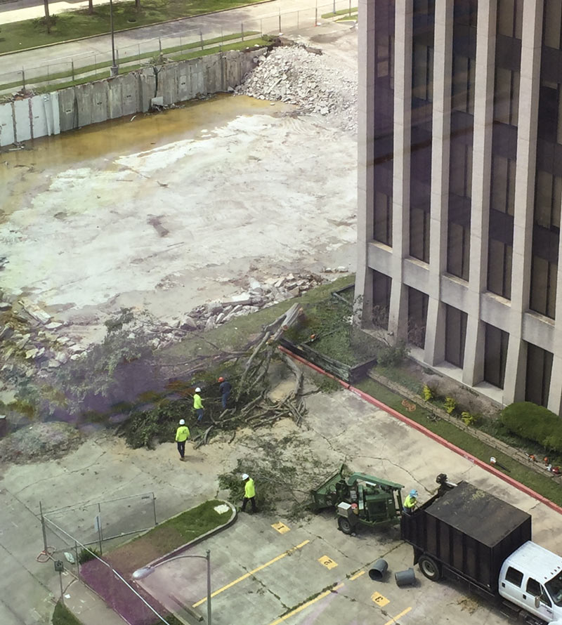Water Main Strike during Demolition of Town & Country, 10565 Katy Fwy., CityCentre, Houston